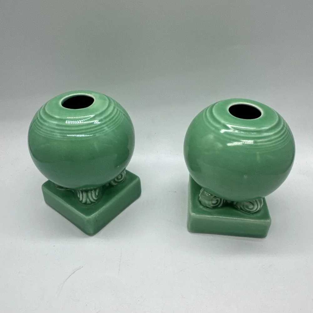 Vintage Fiesta GREEN Bulb Candle Holders